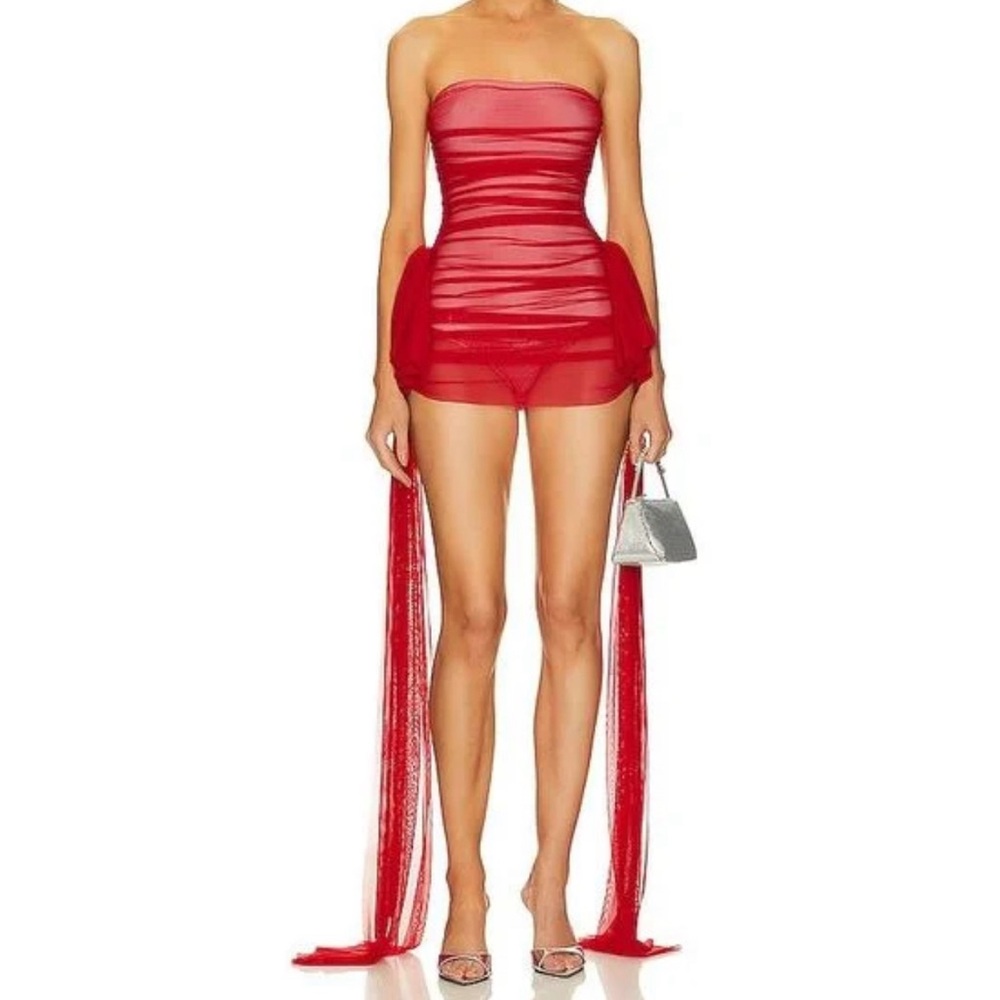 Norma Kamali Red Strapless Dress